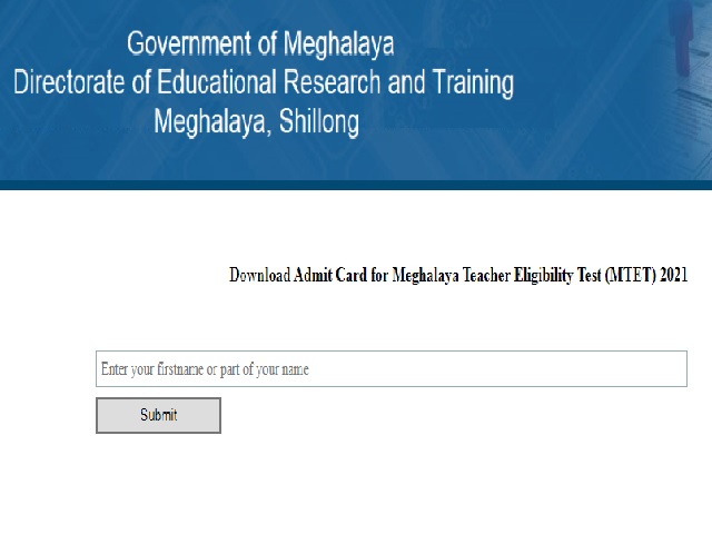 Meghalaya TET Admit Card 2021